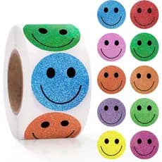 Adesivos De Rosto Sorridente Feliz De 1 Polegada Etiquetas De Sorriso Redondo Pequeno 500 Pcs Glitter Brilhante Rolo Rec