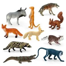 Conjunto de 6 peças de modelos de brinquedos de animais selvagens africanos simulados: tigre, leão, elefante, zebra.