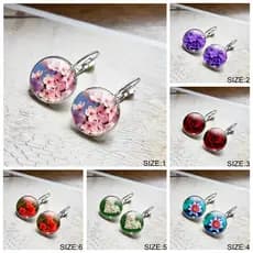 Sakura Flores Brincos Cabochon Vidro Gancho Banhado A Prata De Papoula Daisy Rose Jóias Moda Para As Mulheres Presente D