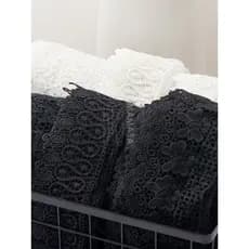 Alta qualidade engrossado preto branco leite seda solúvel em água bordado saia de renda mangas alongadas roupas DIY aces