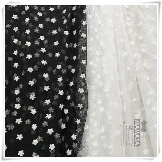 Alta qualidade preto branco 1.3 metros de largura Gypsophila vestido de peça completa bordado renda malha tecido DIY rou