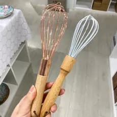 Amor casa preferido rosa ouro aço inoxidável alça de madeira Manual batedor de ovo doméstico batedor de creme