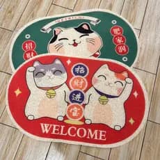 Japão yidili bonito gato sorte tapete de entrada pé PVC resistente ao desgaste antiderrapante tapete de banheiro porta d