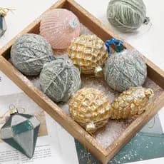 Decorações de natal vidro pintado bola pingente árvore de natal cena decoração vidro pendurado bola bola bola de natal v