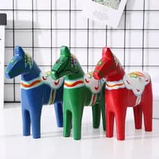 Suécia Dallah trojan ornamentos nórdico cavalo vermelho ornamentos verde criativo trojan cavalo brinquedo de madeira art
