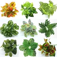 Simulação planta pequena alça ramo planta verde folha verde plástico falso flor planta fundo decoração da parede folha f