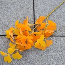 Simulação amarelo Ginkgo folha haste longa ramo falso simulação flor planta outono interior ao ar livre grande árvore de