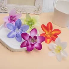 Cabeça de orquídea artificial pequena flor única flor artificial flor de plástico flor de seda Corsage flor de pulso orq