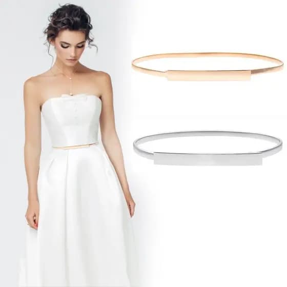 Cintos Finos Femininos Para Vestidos Elásticos De Cintura Metal Ouro Prata Senhoras GM006