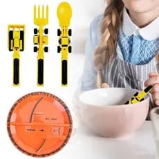 Conjunto De Talheres Criativos Para Carro Infantil , Prato De Jantar , Colher , Escavadeira , Pá , Garfo , Louça , Utens