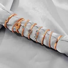 Conjunto 9 Anéis Falange Delicado Dourado Nó Feminino Kit