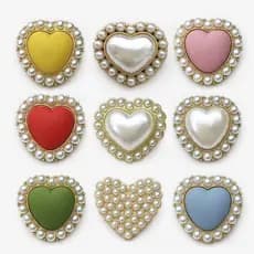 5Pcs/set 23mm Botões De Pérola Em Forma De Coração Para Vestuário Metal Branco Azul Rosa Moda Decorativos Camisa