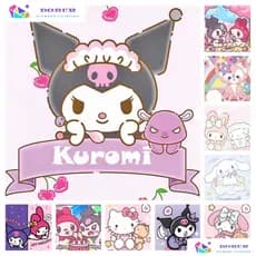 DOBUR | Pintura de Diamante Kit De Pintura Com Diamante Redondo/Quadrado Sanrio Kuromi hello kitty Full Drill Diamond 5D