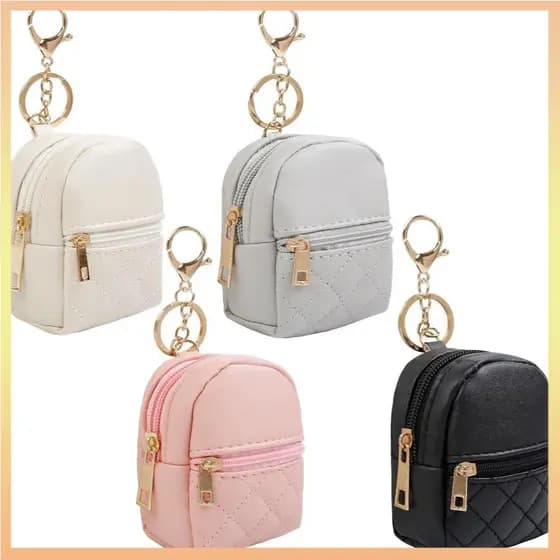 Mini Mochila Saco Cosmético Para Mulheres Pingente Chaveiro Chaveiros Couro Do Plutônio De Maquiagem Batom Titular Cartã