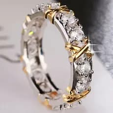 Original clássico de quatro cores opcional moda original X separação de cores banhado a ouro Moissanite anel de ouro r