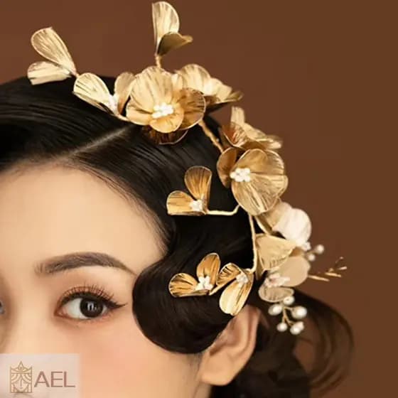 Conjunto De Brincos De Corrente De Cabelo Feitos À Mão-Cocar Durável Para Penteado De Banquete Feminino