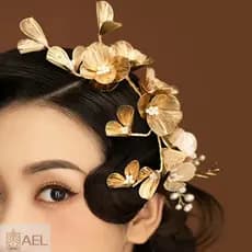 Conjunto De Brincos De Corrente De Cabelo Feitos À Mão-Cocar Durável Para Penteado De Banquete Feminino