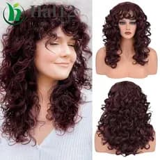 HALB Longo Encaracolado Peruca Acessórios De Cabelo Extensão Do Senhoras Menina Natural Invisível Perucas Sintéticas Com