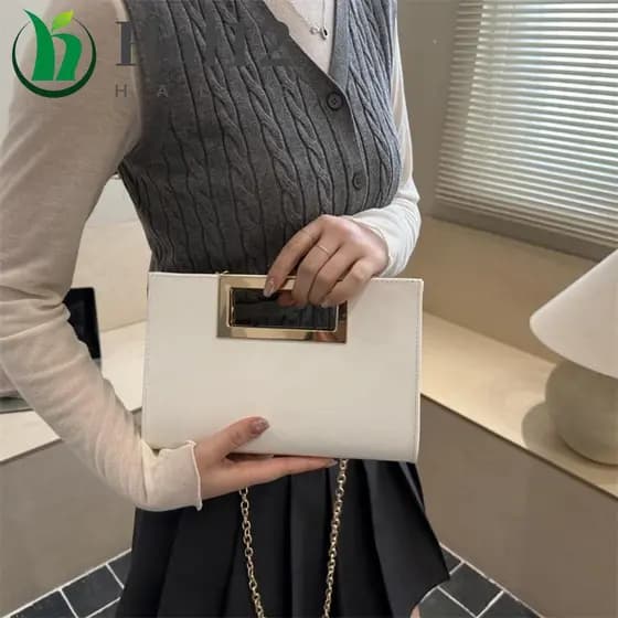 Bolsas Crossbody De Couro PU HALB , Bolsa Clutch Feminina Metálica Elegante Para Noite De Ombro Com Corrente Quadrada Br
