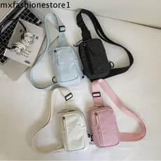 Bolsa De Cintura Xadrez MXFASHIONE , Peito De Nylon Multifuncional À Prova D'água Casal Estilo Coreano