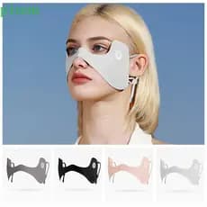 PINOU Máscara De Seda Gelada , Protetor Solar , Lenço Facial De Verão Véu , Cor Sólida , Capa