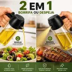 Borrifador Azeite Spray Vidro 470ml Precisão Cozinha economia Sujeira Desperdício 2 em 1