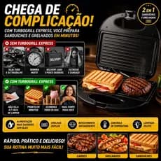 Sanduicheira Grill Elétrica Pressa Dupla 2 Em 1 750W Antiaderente Cozinha Rapida Pratica 127V