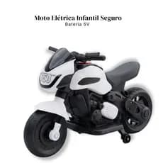 Moto Elétrica Infantil 6V Recarregável 3 Rodas Branca Brinquedo Para Crianças Carregador 110/220