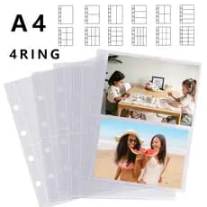 10 Unidades/Pacote A4 Páginas De Recarga De Álbum De Fotos De Folhas Soltas Para Fichário De 4 Anéis E Mangas Protetoras