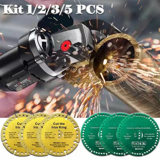 Disco de Corte Serra Corta Tudo Diamantado Multifunção Madeira Cerâmica Pvc Aço 100mm×20mm Kit 1-5 PCS