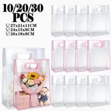 Sacola Transparente Fosca Pvc Alça Plana - 10/20/30 unidades