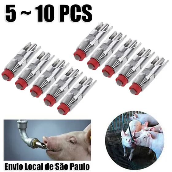 5~10 PCS Bebedouro De Porco Automático Chupeta Suíno Bico Aço Inoxidável