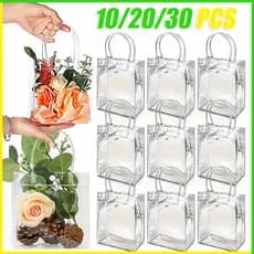 10/20/30 Sacos De Presente De PVC Transparentes Reutilizáveis ​​com Alças, Adequados Para Festas De Aniversário E Bodas