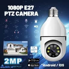 360 ° Câmera IP Wi-Fi Sem Fio Rotativa Com base De Lâmpada , PTZ , Full HD E Visão Noturna