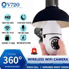 HD 2MP 1080p E27 Lâmpada Tipo Dupla Cor De Luz Visão Noturna PTZ Câmera CCTV Wifi Sem Fio
