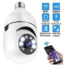 E27 LED Wi-Fi Full HD 360 ° Câmera De Segurança Colorida Branca
