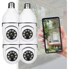 Câmera De Segurança Espiã Wi-Fi Com Áudio De Visão Noturna E LED E27 1080p