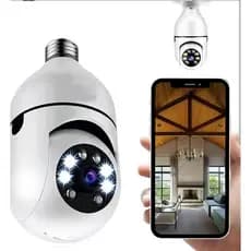 Full HD 360 ° Câmera De Luz De Segurança Wi-Fi Branca