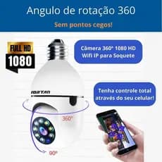 Câmera Inteligente De Visão Noturna Com Conexão Wi-Fi Sem Fio Para Seu Telefone E Controle Remoto De Lâmpada