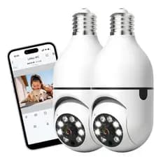 Câmera De Segurança Espiã Wi-Fi Com Áudio De Visão Noturna E LED E27 1080p