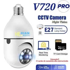 Nova Câmera De Segurança Sem Fio AI Panorâmica Inteligente Ultra-HD Visão Noturna E27 Estilo Lâmpada