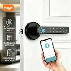Fechadura De Porta Bluetooth Inteligente Com Chave De Senha De Reconhecimento De Impressão Digital TUYA APP