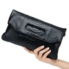 Couro genuíno cor sólida novo estilo dobrável Envelope saco All-Match couro grande saco de embreagem couro genuíno femin