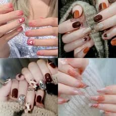Usando unhas Manicure adesivos adesivos de unhas unhas unhas falsas produtos acabados destacável amor coração pêssego co