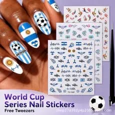 Copa do mundo futebol Manicure adesivos fã competição esportes adesivos de unhas Wearable unhas adesivos decorativos ros