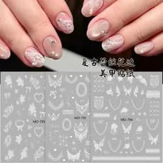 Adesivos de unhas de renda Adesivos de unhas retrô Adesivos de unhas de renda