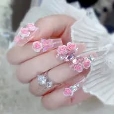 Rosa wearable unhas adesivos de unhas adesivos de unhas unhas falsas estilo wearable