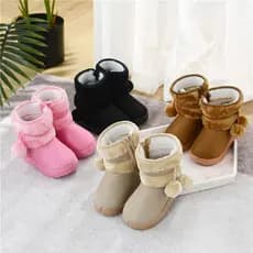 Botas de Neve para Meninas e Meninos, Calçados de Inverno Quentes e Espessos, Botas de Lã Estilo Princesa para Crianças
