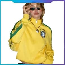Jaqueta Y2k Rua Bonito Harajuku Unissex, Estilo Fofo, Solta, com Zíper, Manga Longa, Bordada, Vintage dos Anos 90, Moda