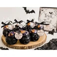 Kit Com 2  ou 5 Mini Caldeirão de Bruxa Com Alça Decoração Halloween Lembrancinhas Dias Das Bruxas